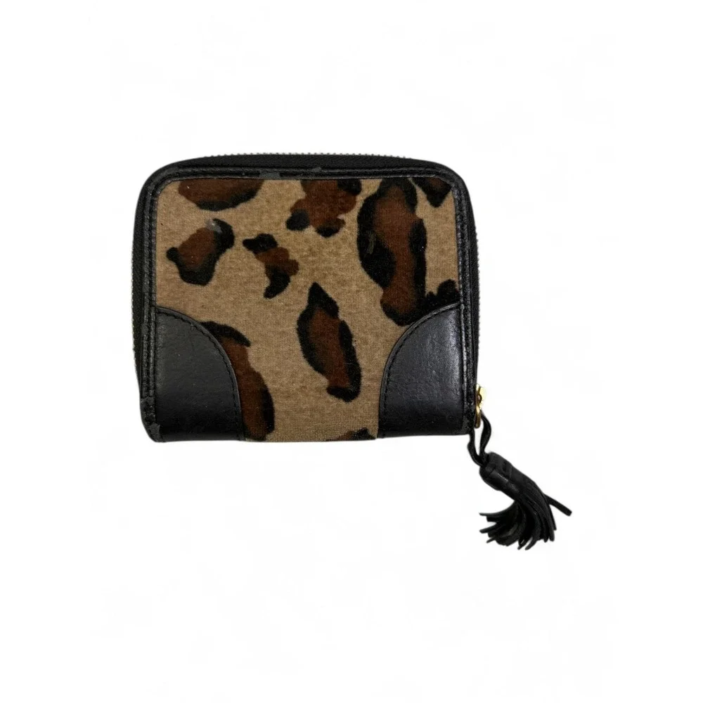 Juicy Couture Leopard Print Zip Around Wallet Y2K Velour Tassel Gold Charms